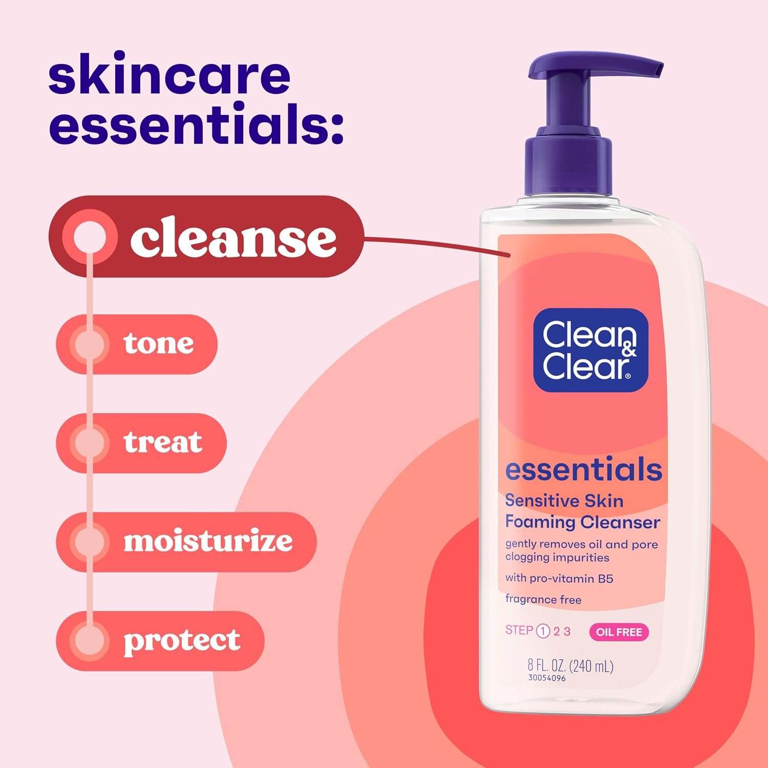 Clean & Clear Essentials Oil-Free Foaming Facial Cleanser, 8 fl oz - Image 3